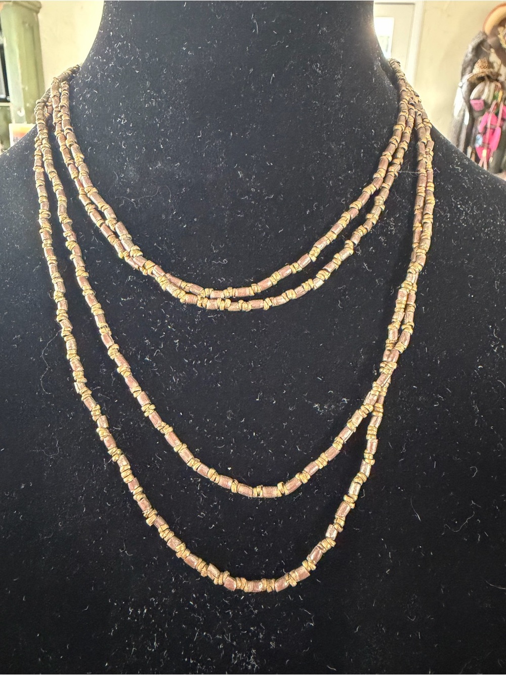 Artisan Metal Bead Necklace & Bracelet Set Tribal Boho Statement Jewelry - Picture 3 of 7